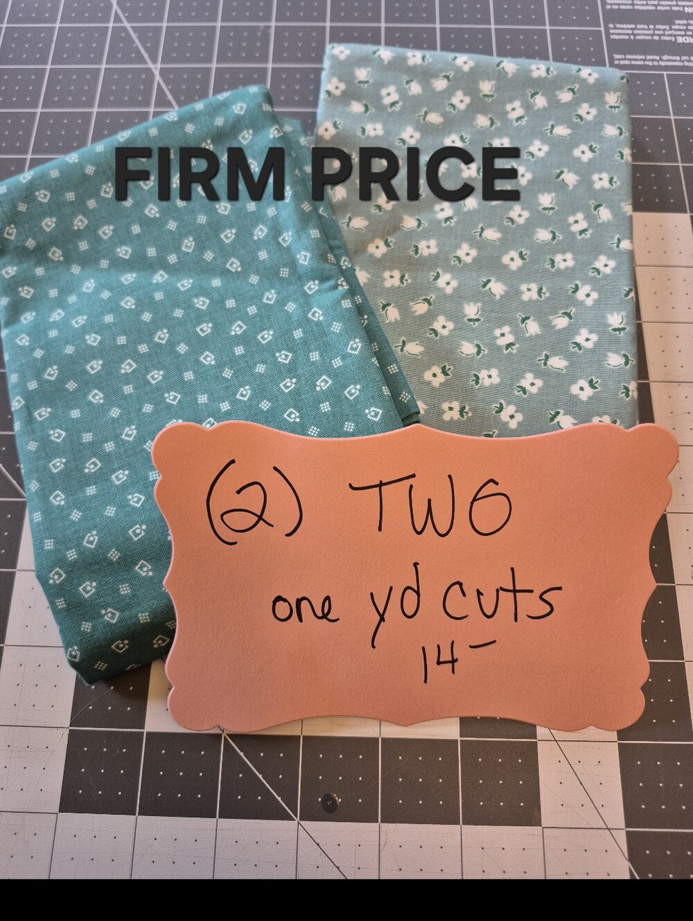 FABRIC! Teal Floral & Geometric Fabric Set - Two Pieces 2 One Yard Cuts